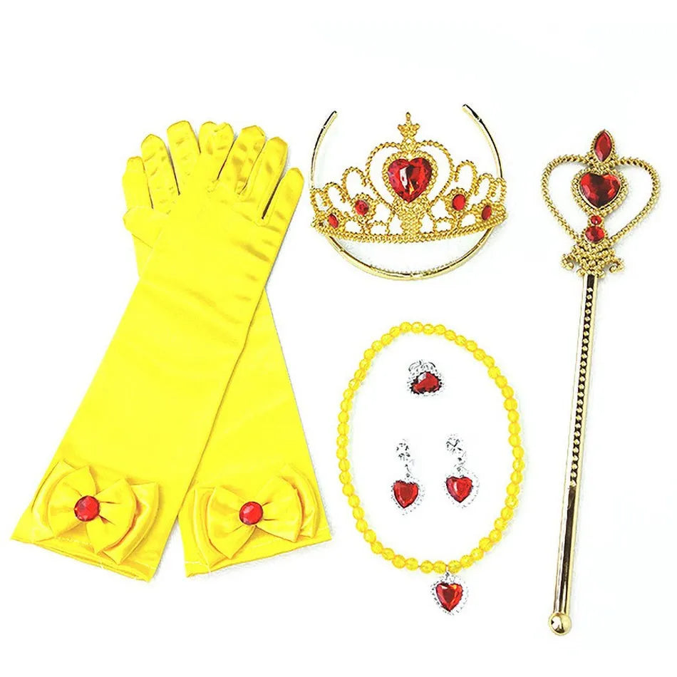 Girl Belle Dress Up Sleeveless Floral Children Party Princess Costume Kids Beauty and The Beast Halloween Carnival Outfit Clothe