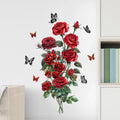 DIY Self-Adhesive Red Rose Wall Stickers For Living Rooms Bedroom Background Wall Decoration Creative Sticker Mural Home Decor