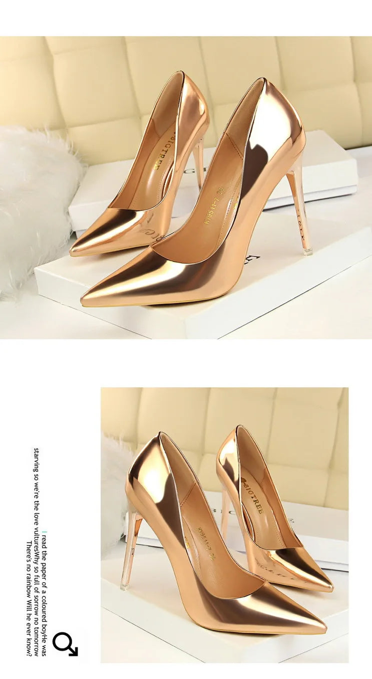 BIGTREE Shoes Classic Pumps Patent Leather Women Pumps Fashion Women Wedding Shoes High Heels Stiletto 10.5 Cm 7.5 Cm Lady Shoes