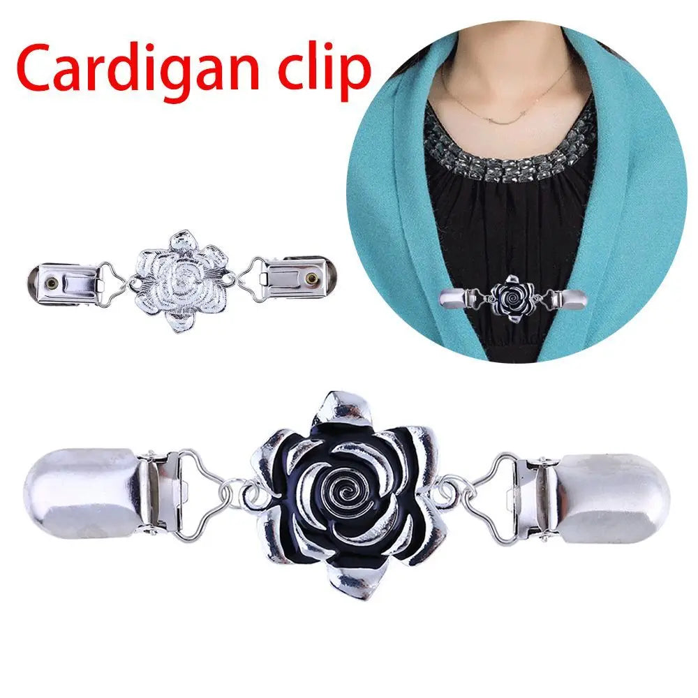 Rhinestone Clothing Metal Holder Sweater Shawl Clips Duck-mouth Plated Clasps Cardigan Collar Clip Butterfly Bow Brooches