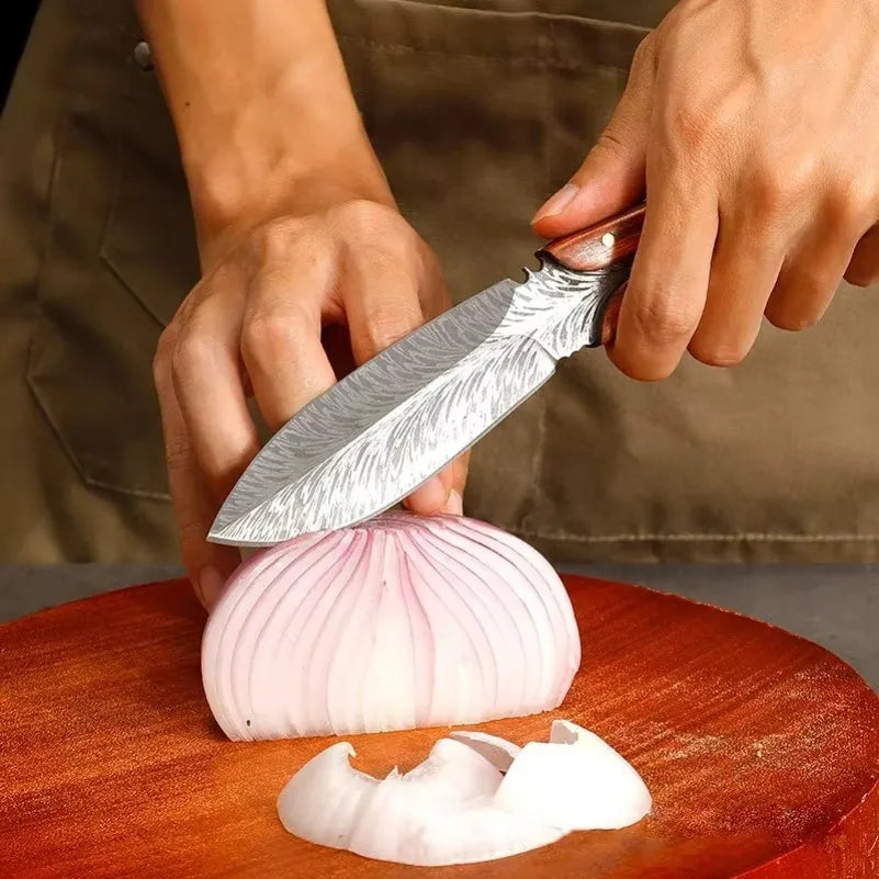 Utility Knife Barbecue Slicing Meat Fruit Fish Filleting Knife Chef Cooking Butcher Boning Knife Kitchen Knives Wooden Handle