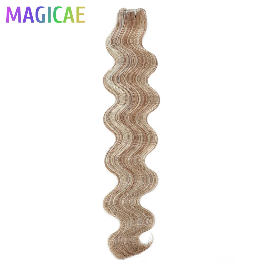 Magicae 30Inches 200G Piano Blonde SP12/16/613 Ombre Brown 6# Body Wave Bundles High Temperature Synthetic Hair Extensions
