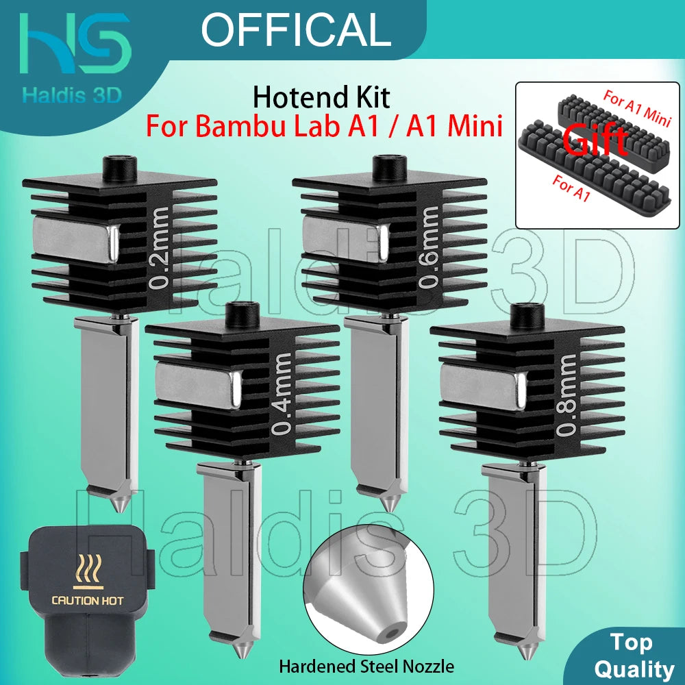 Hotend Kit For Bambu Lab A1/A1 Mini 0.2/0.4/0.6/0.8mm Fast Speed Hardened Steel Nozzle Hot End Assembly For A2L Replacement Part