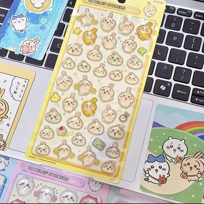 3D Stereo Relief Stickers Kawaii Cartoon Waterproof DIY Decor Stickers Phone Laptop Scrapbook Notebook Luggage Decal Gift Toys