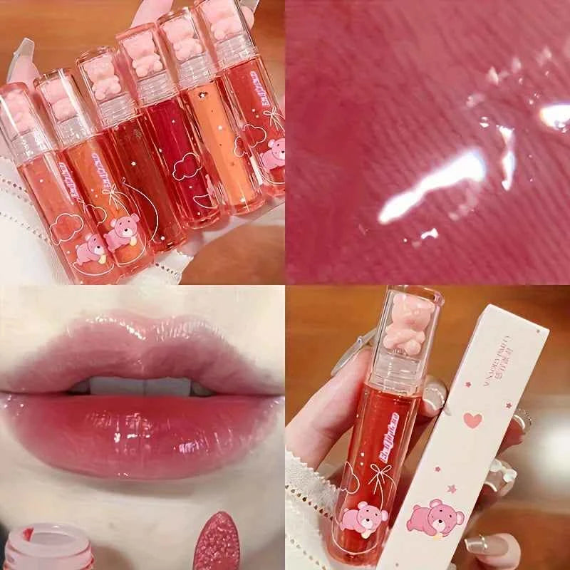*Cute Bear Jelly Lip Gloss – Long-Lasting Mirror Shine