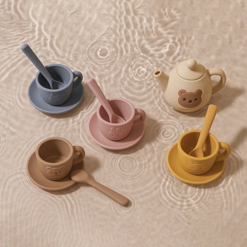 Kids Play House Toys Wooden Tea Set Pretend Make Tea Play With Teapot Teacup Afternoon Snack Role Playing Toys Boys Girls Gift