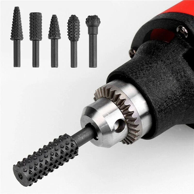 5Pcs Woodworking Tools Electric Rotary Files Wooden Files Carving Knives Tea Trays Root Carving Polishing Heads Hardware Tools
