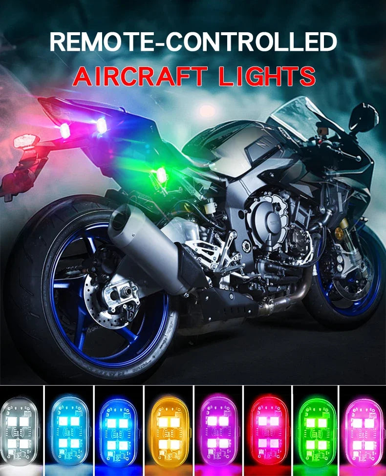Wireless Light Aircraft Airplane Helicopter Warning Lights RGB Led Strobe lights Motorcycle Lights LED Flash with USB Charging