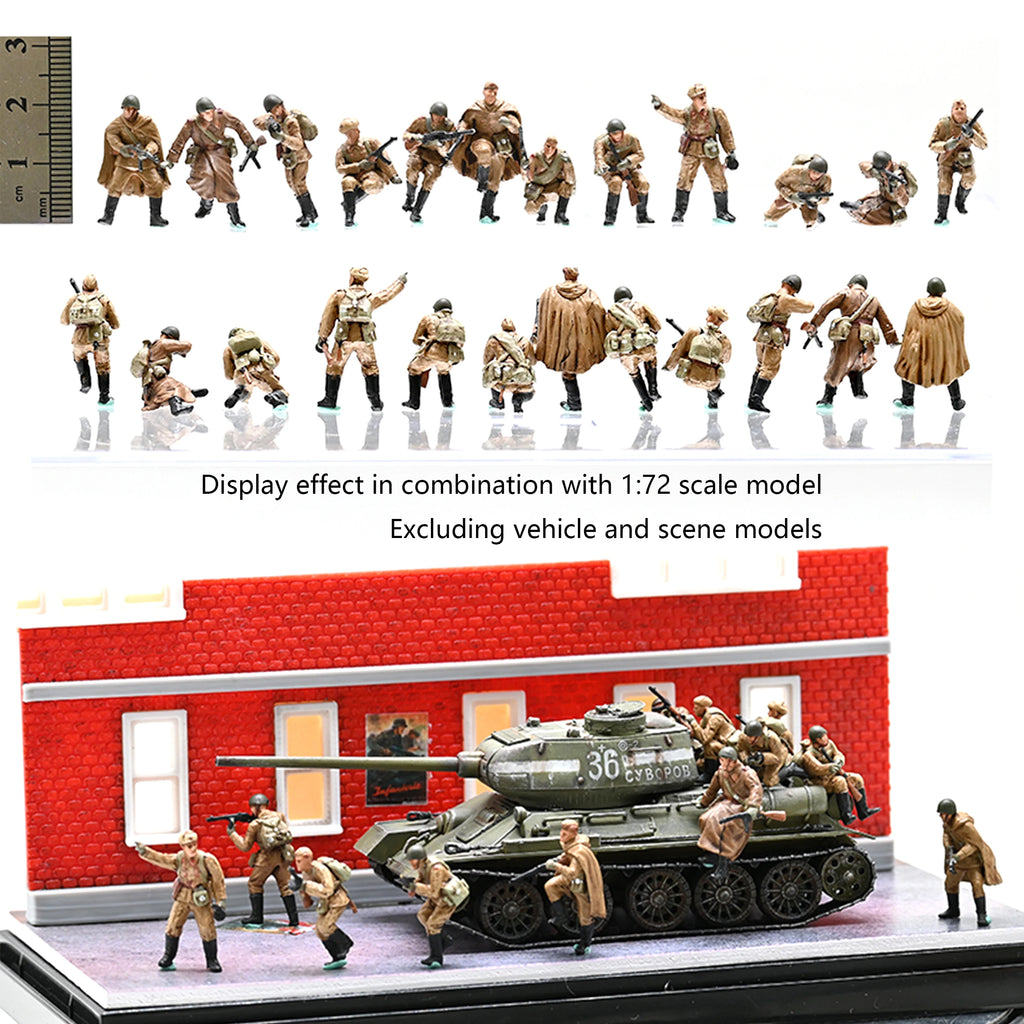 1/72 3R WW2 Soviet Infantry Combat Team Model (12 people) Colored Finished Soldier Model Excluding tank scene model