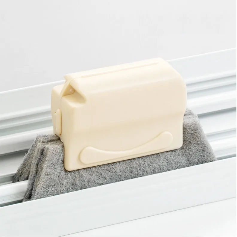 1 Pc Beige Color Window Track Cleaning Brush With Fiber Scrubbing Pad
