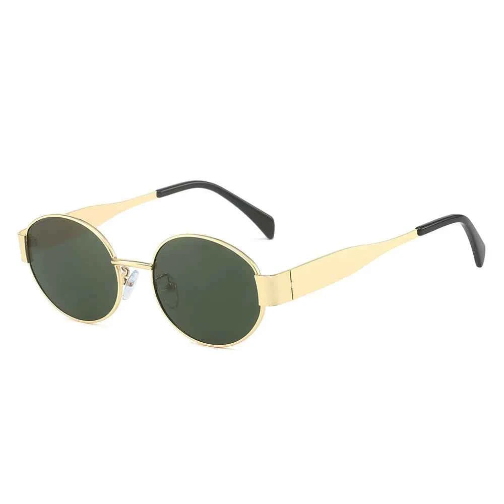 Small Metal Frame Oval Sunglasses For Women  Brand Designer Fashion Luxury Shades UV400 Eyewear Men Vintage Sunglasses 2180