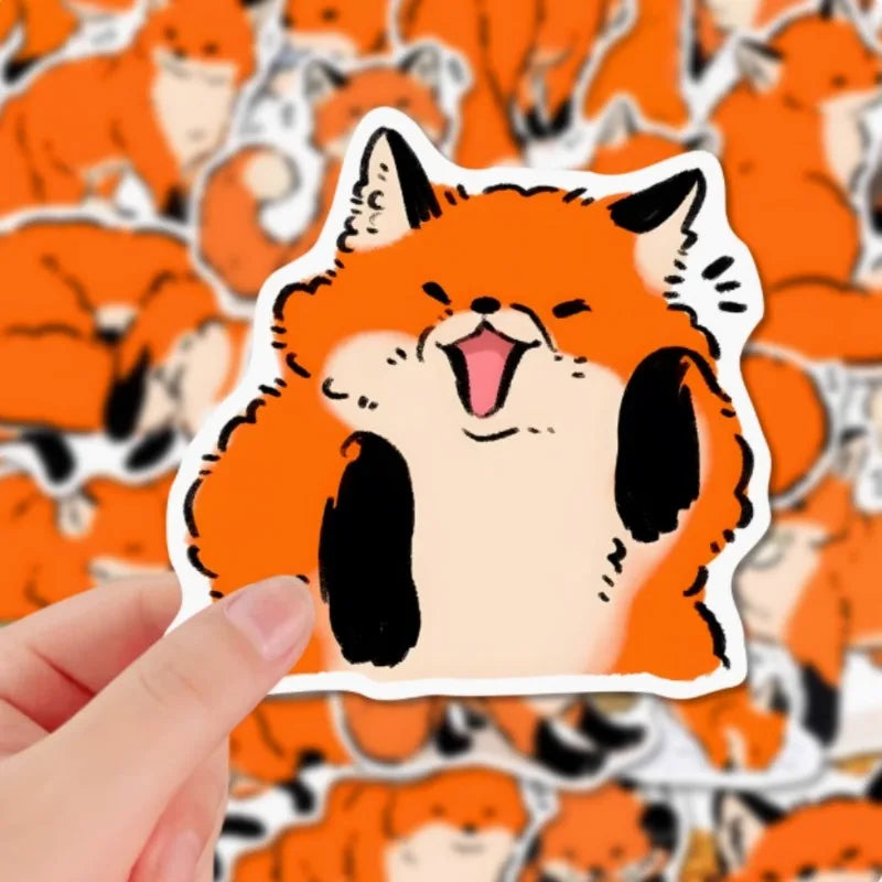 10/80Pcs Cartoon Fox Firefox Stickers Art Animal DIY Gift Toys Decal for Laptop Scrapbook Decorative Phone Luggage Waterproof