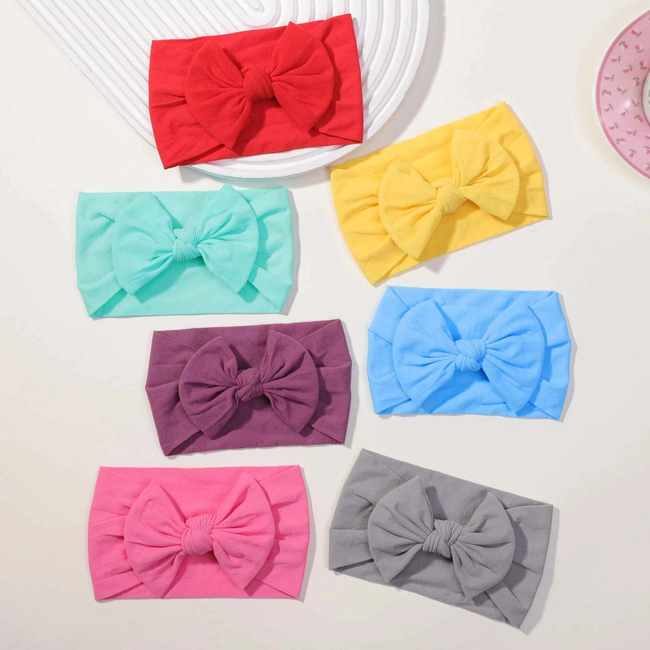 5Pcs Cute Bows Baby Headband Soft Elastic Baby Girl Hair Bands For Newborn Infant Turban Headwear Baby Hair Accessories