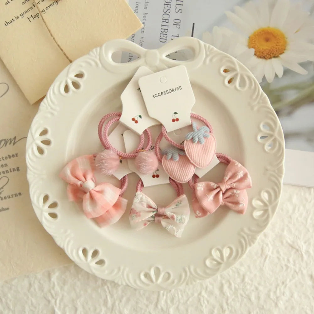 10Pcs Bow-Knot Hair Ties Bowknot Sweet Bows Flower Headdress Elastic Rubber Band Luxury Scrunchies Hair Rope Hair Accessories