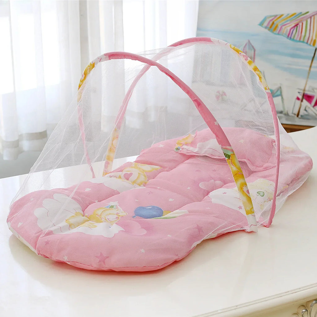 Baby Bed Infant Mosquito Nets Foldable with Cotton Pillows Portable Folding Baby Bedding Crib Netting Mosquito Prevention