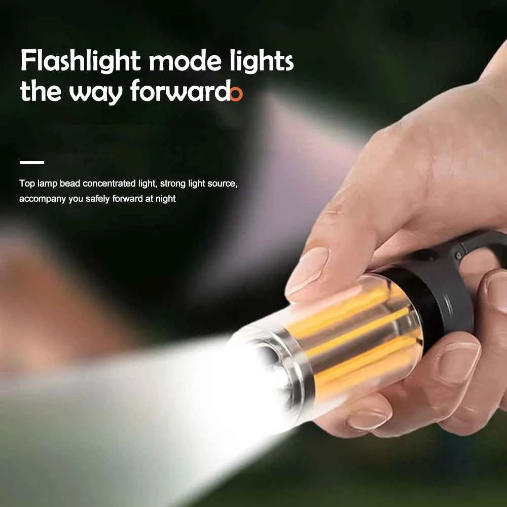 LED Rechargeable Flashlight Camping Lantern 5 Modes Super Bright Portable Hanging Tent Lamp Waterproof Hiking Fishing Outdoor