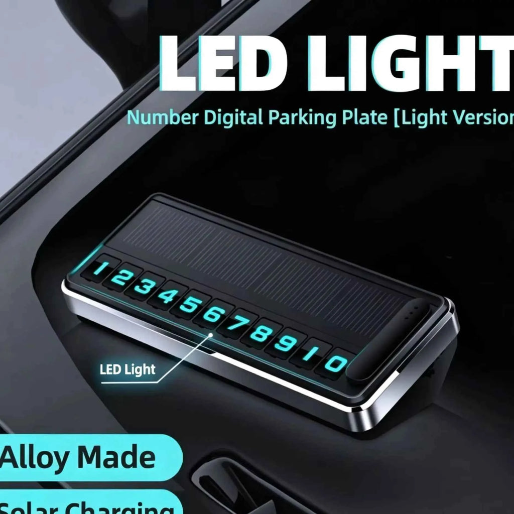 Solar Powered LED Temporary Parking Card, Multi-Number Hidden Plate, Car Parking Stop Gadget