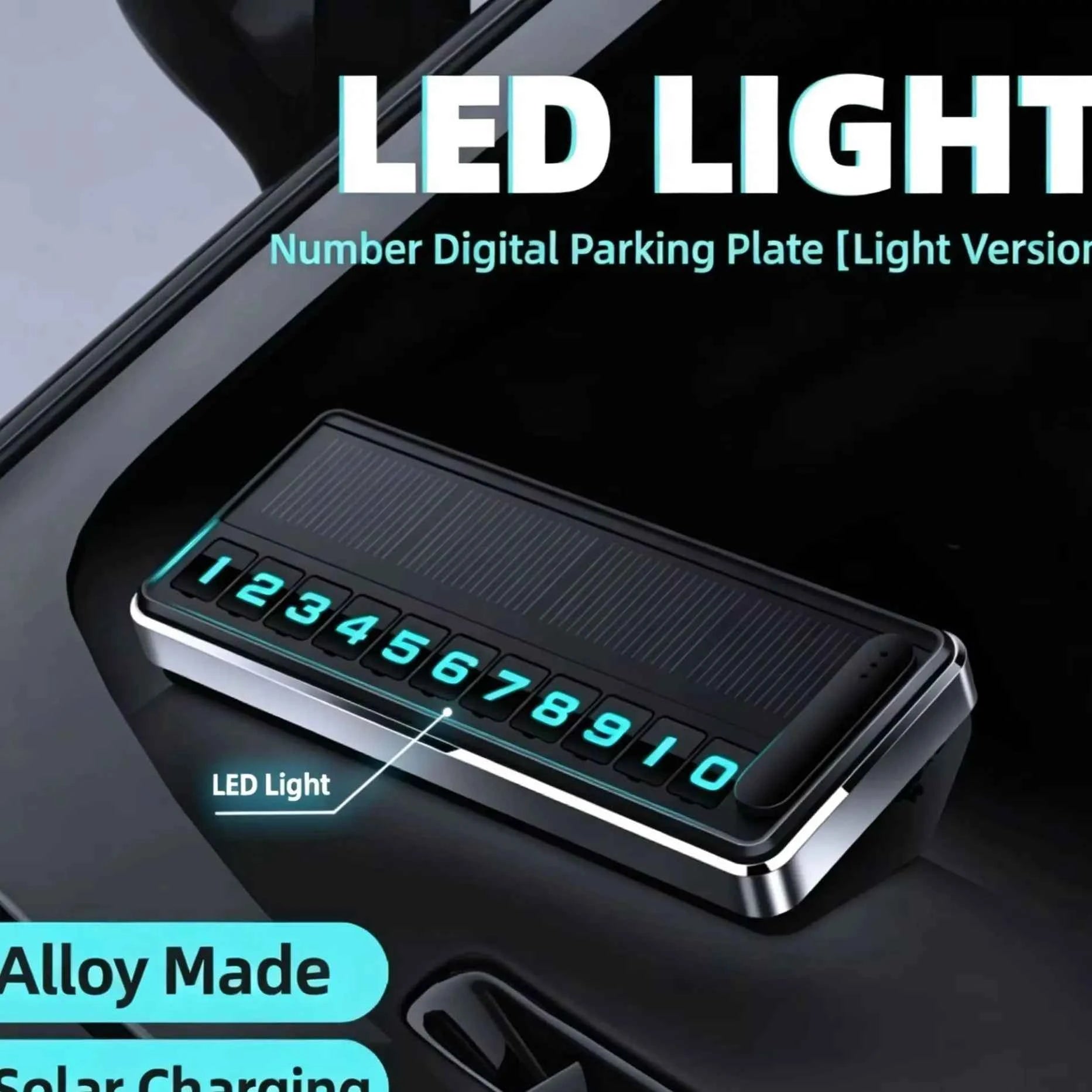Solar Powered LED Temporary Parking Card, Multi-Number Hidden Plate, Car Parking Stop Gadget