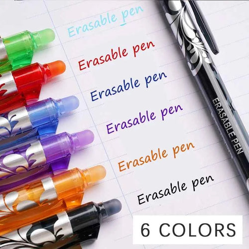 6pcs New 0.5mm Erasable Gel Pens Set 6colors Refill Rod Magic Ink Erasable Pen Washable Handle Office Writing School Stationery