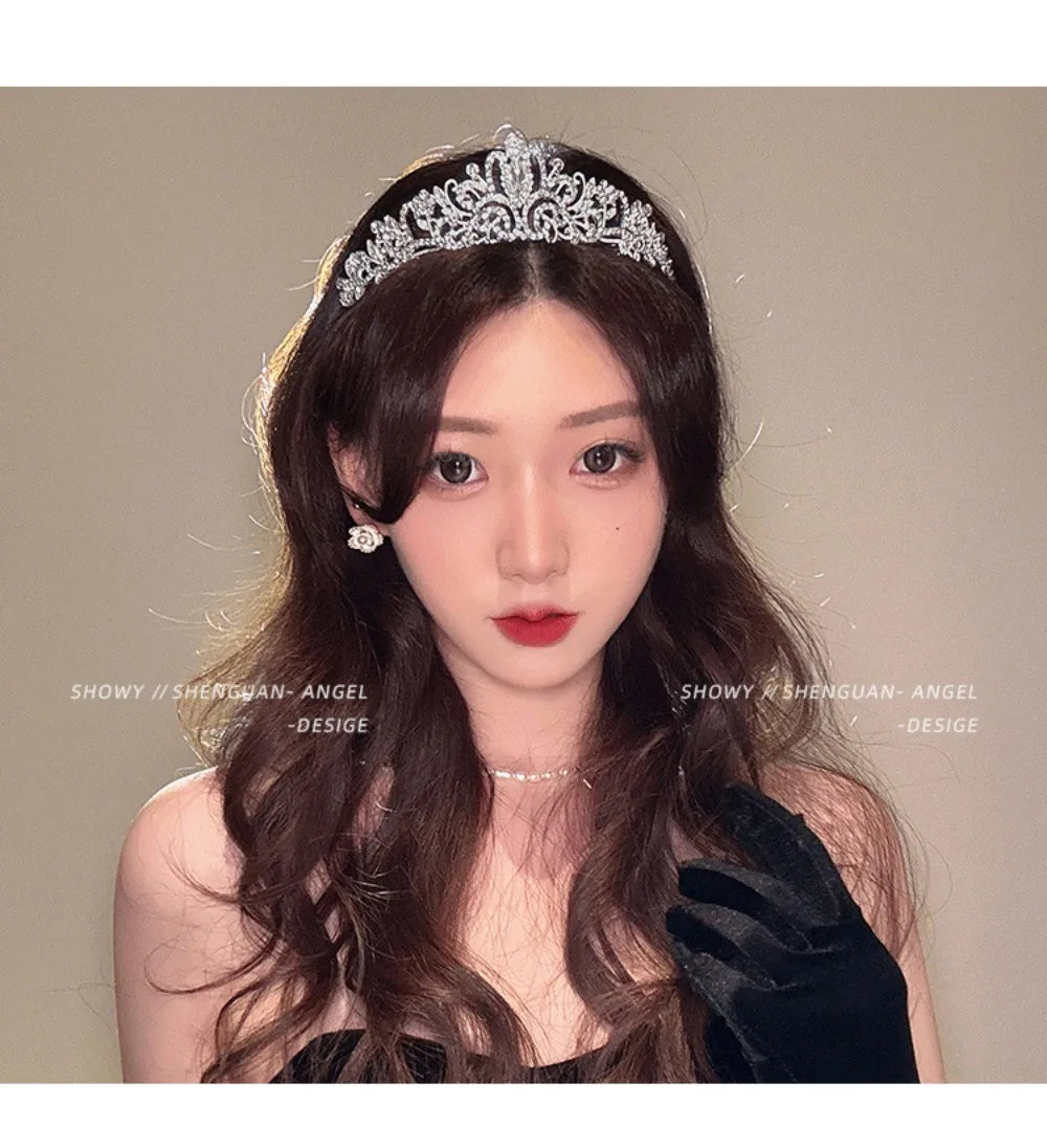 Children's Princess Crown Crystal Tiara Girls Hair Accessories High-end Atmosphere Dance Performance Birthday Gift Crown