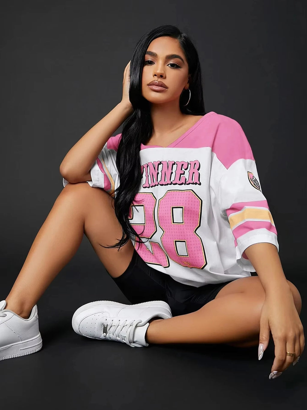 Women's New Football And Baseball Jersey Short Sleeved T-shirt Loose Fashionable Breathable Quick Drying Oversized Top Clothing