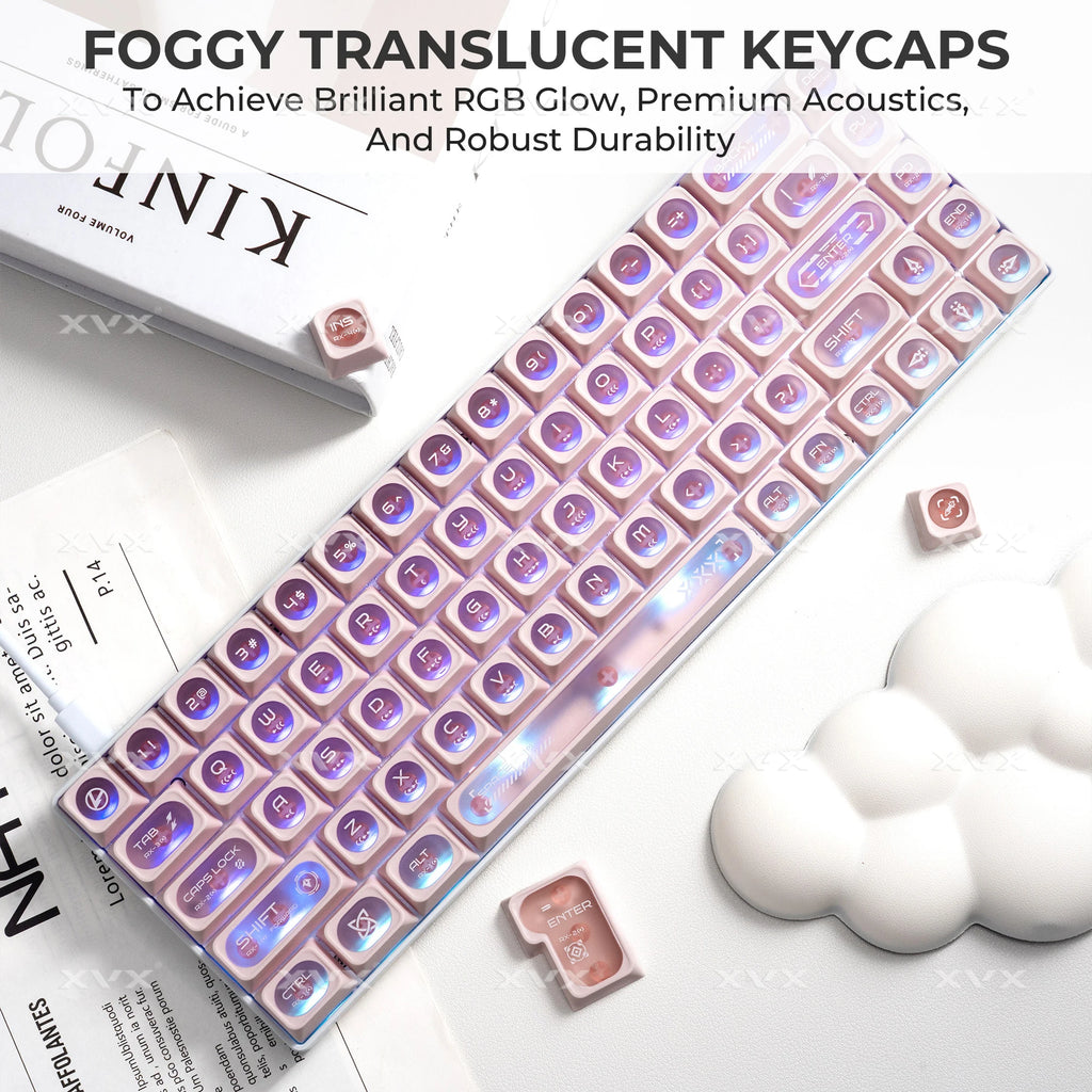 XVX White Shine Through Cats eye MAX Profile Dye-Sub PBT Keycap Set 136-Key