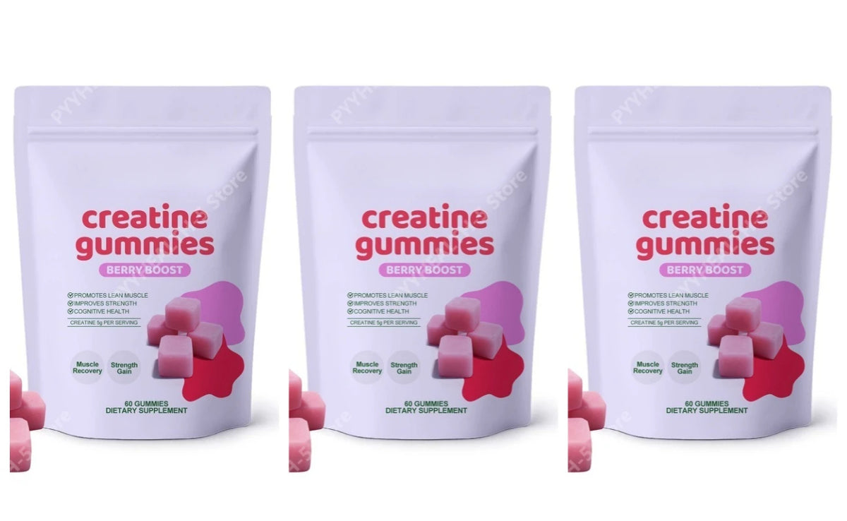 180 Count(Pack of 3) Package Creatine Gummies Supplement – 60 Chewable Servings