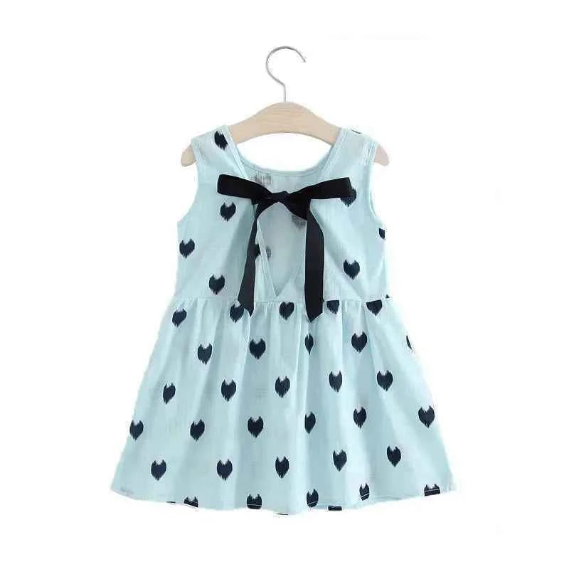 New Baby Girls Sleeveless Flower Print Dresses Clothes Bowknot Kid Summer Princess Dress Children Party Ball Pageant Outfit