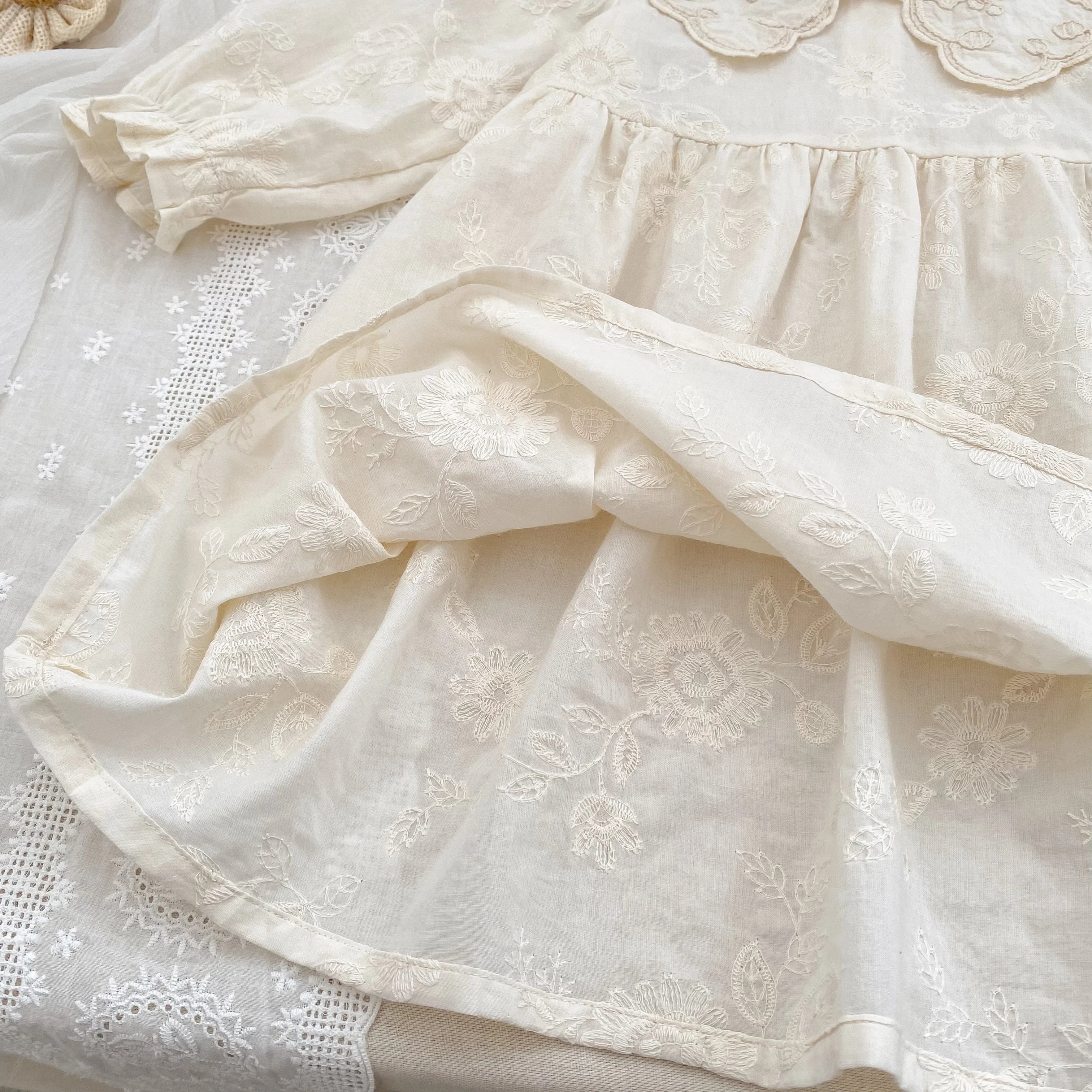 Autumn Baby Bodysuit Sisters Dress Flower Embroidery Dress Infant Girls Toddler Outfit  Baby Girls Rompers Family Sister Dress