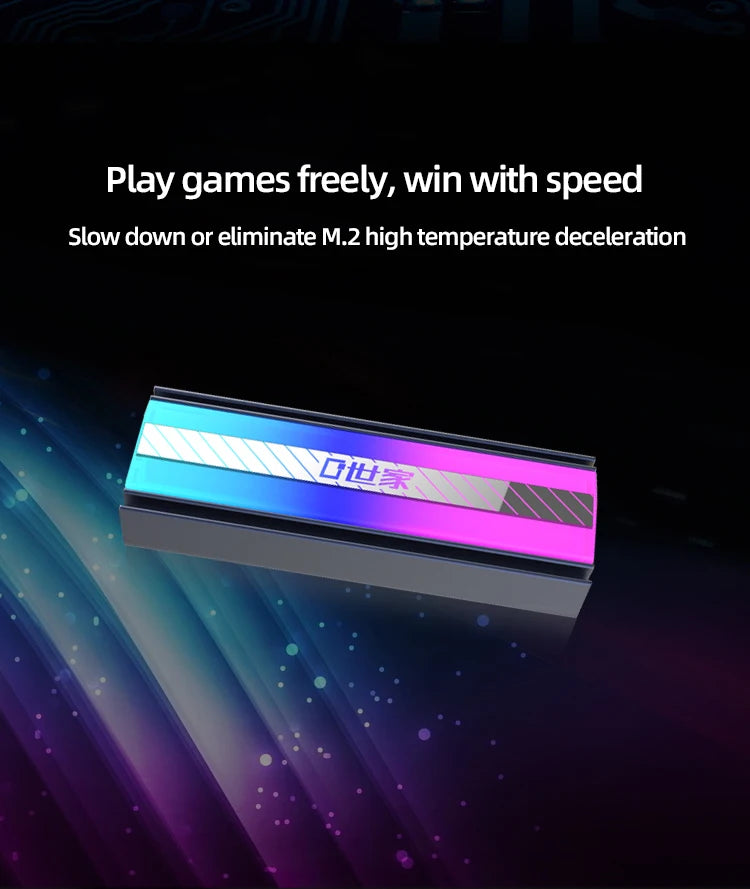TEUCER M.2 NVME SSD Heatsink 5V 3Pin ARGB Colored Lights 2280 Solid State Drive Cooler