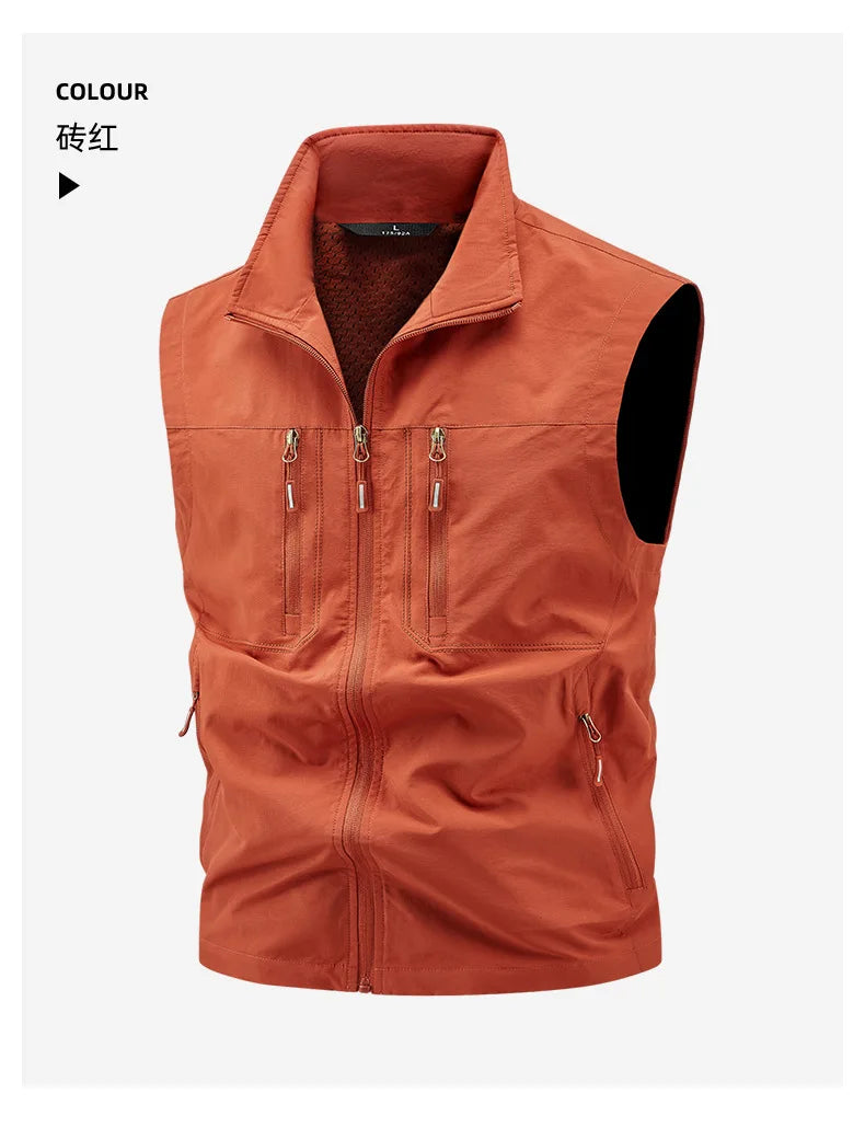 2026 New Waistcoat Men Middle-Aged Outdoor Fishing Summer Vest Casual Thin Tooling Waistcoat Large Size 5XL Vest