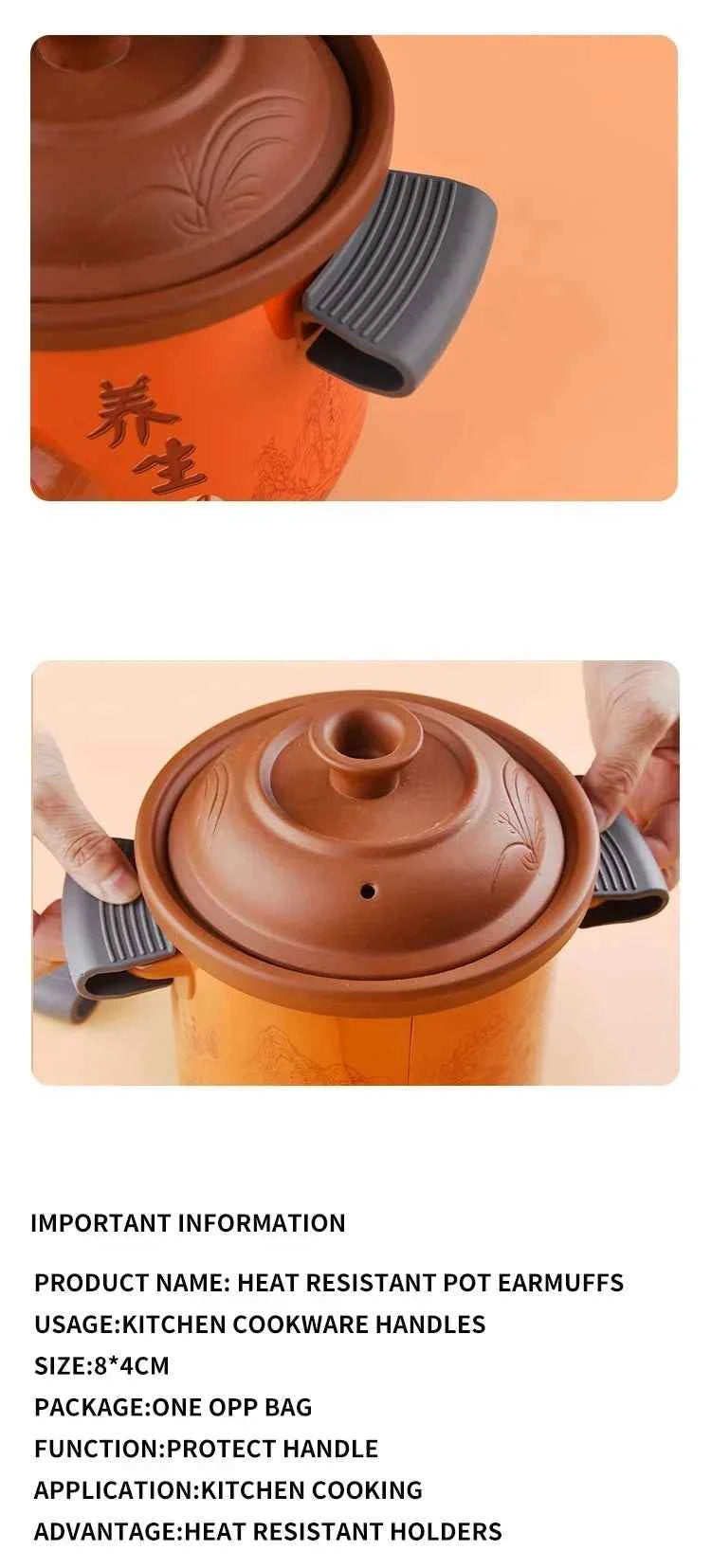 Non-Slip Pot Handle Silicone Grip PadSilicone Grey and Off-White Environmentally Friendly MaterialHeat Insulation