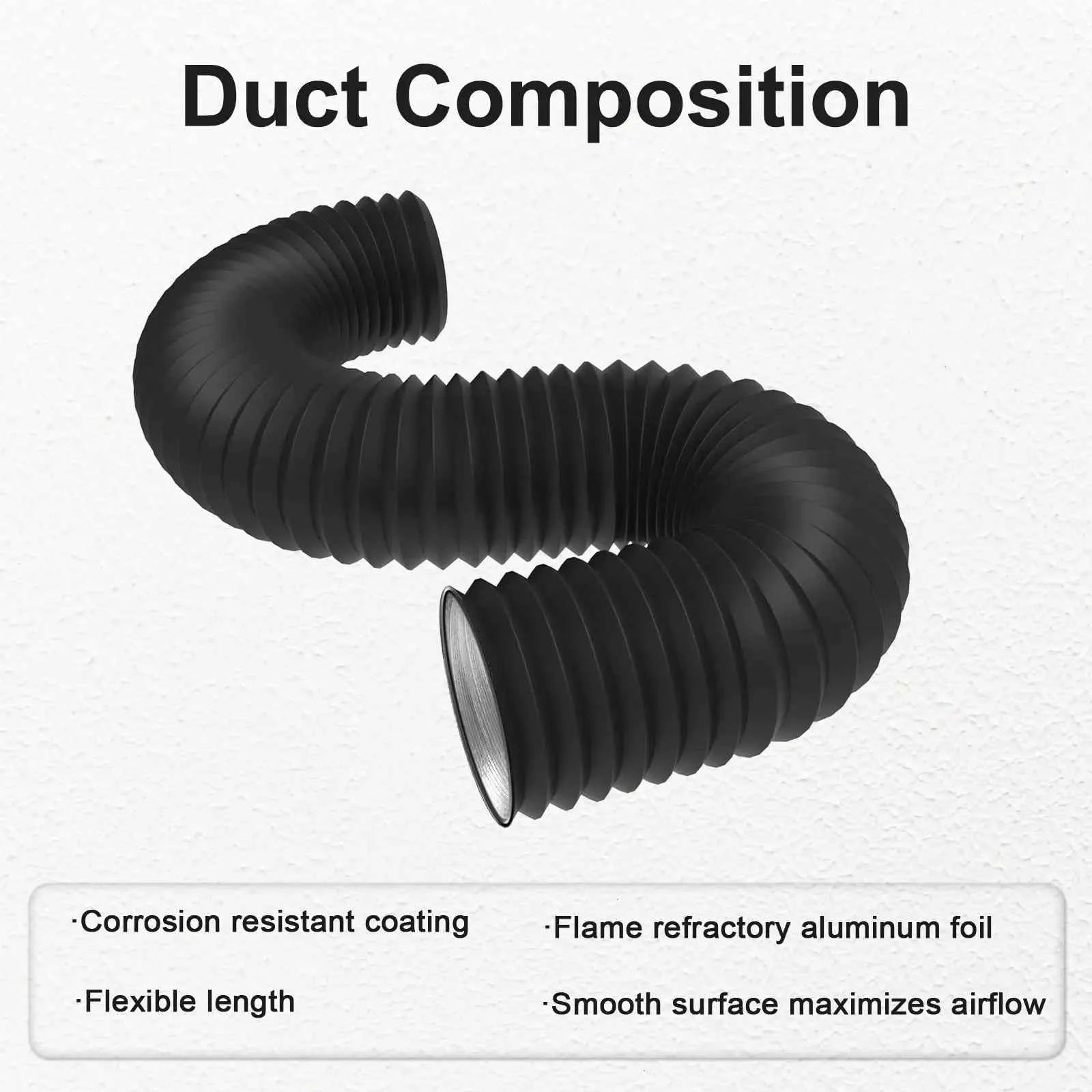 4 inch Dryer Vent Hose with 2 Stainless Steel Clamp Air Ducting Heavy-Duty Flexible Exhaust Pipe Kitchen