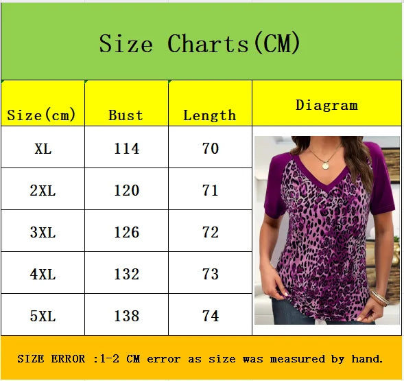 New summer multi-color leopard print crewneck plus-size short-sleeved T-shirt