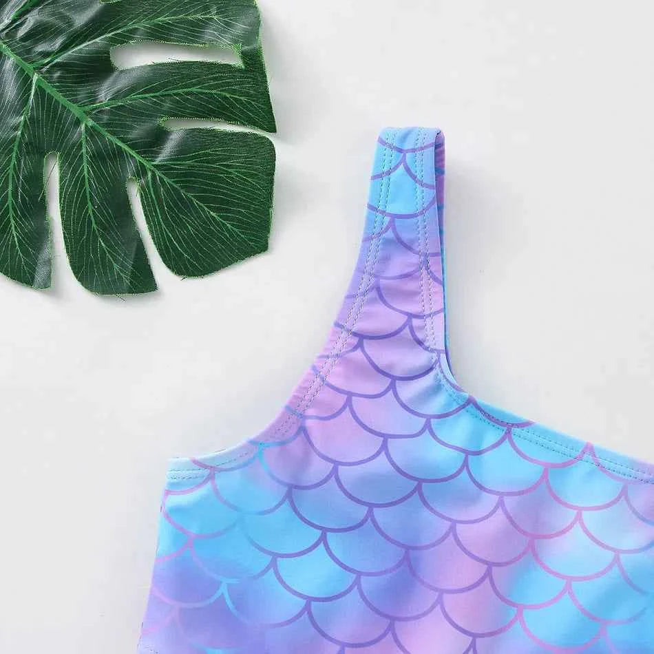 2-10Y New Fashion Kid Rainbow Design Bikini Set Lovely Two Pieces Child Swimwear Cute Girl Flouncing Swimsuit Summer Beachwear