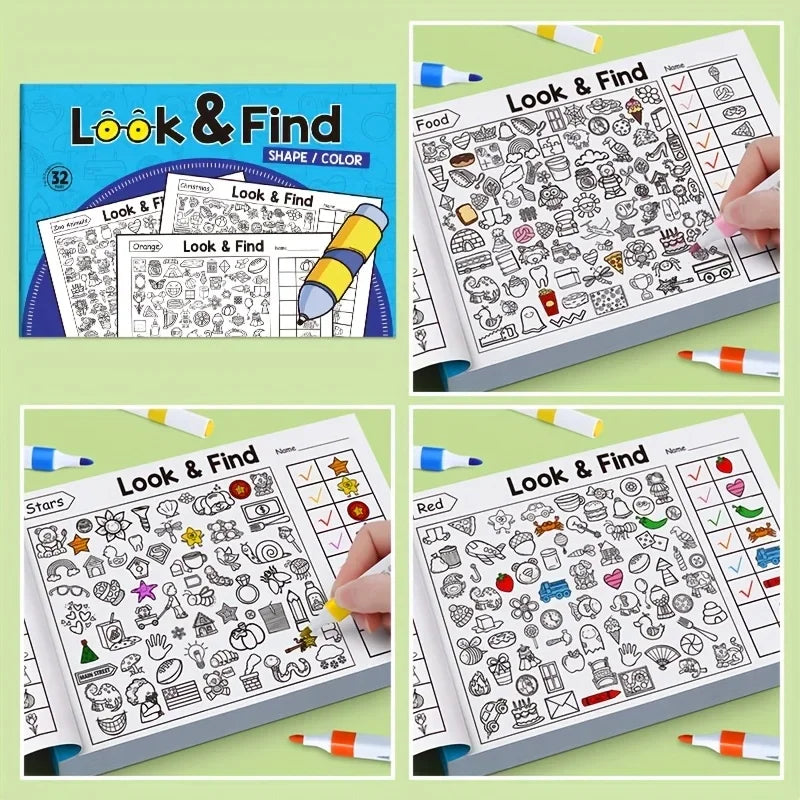 Kids Hidden Object Coloring Book Look&Find Activity Workbook Educational Puzzle Book for Visual Perception Focus and Attention