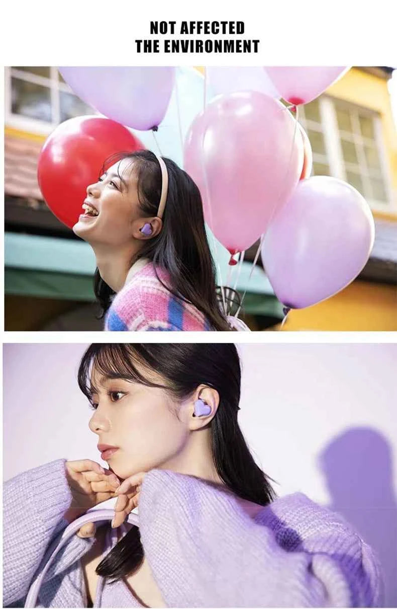 Heart Buds TWS Earbuds for Girls Pink Bluetooth 5.1 20H Playtime with Charging Case Lightweight Gift for Women Gaming Students
