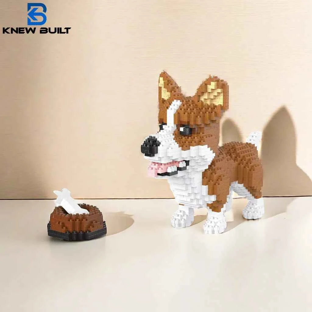 Knew Built Corgi Dog Micro Mini Building Blocks Toys: Adorable Model for Pet Lovers, Recreation, Perfect Display and Gift Idea
