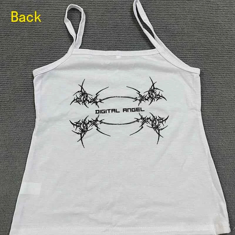 Y2k Style Aesthetic Sweet Sexy Tank Tops Women Sleeveless Casual Cartoon Print Tanks Harajuku All Match Cropped Grunge Emo Girls