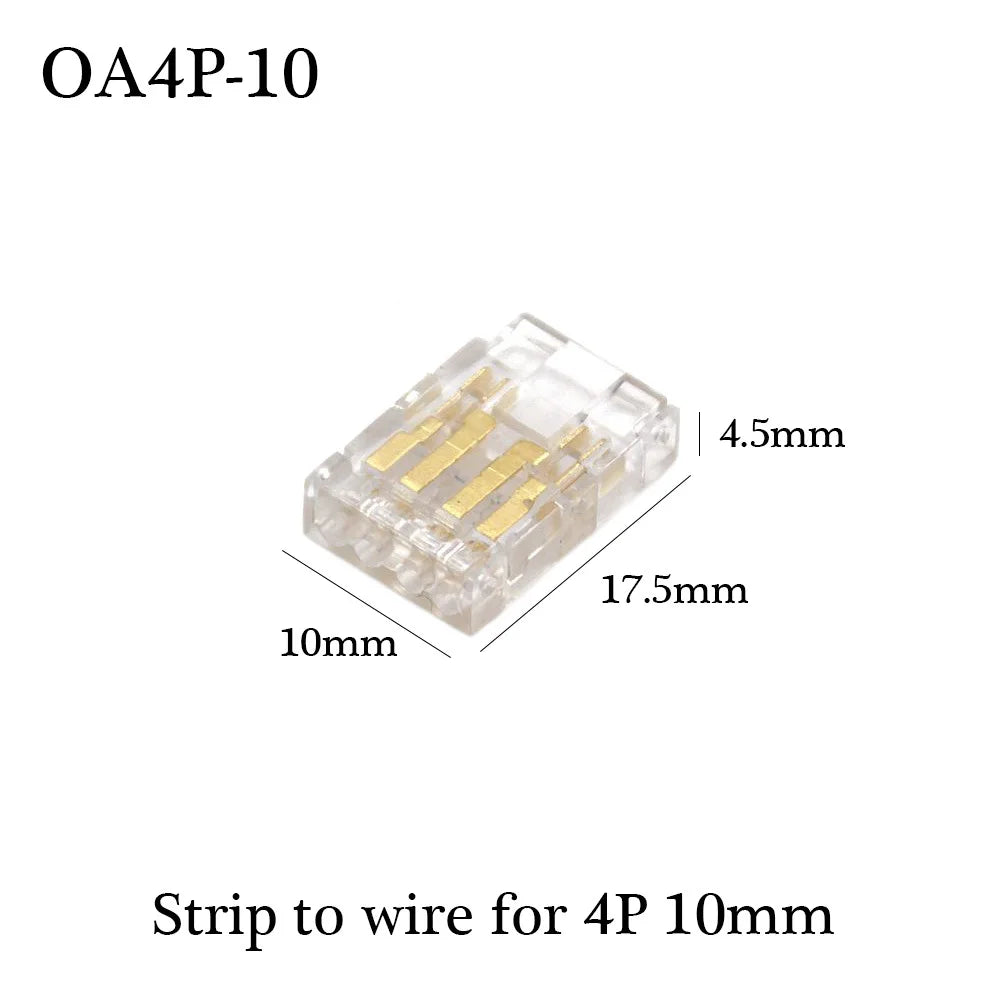 COB Strip to Wire LED Connectors 5 8 10mm Connection Solderless Extension For CCT FCOB RGB LED Strip Lights 2 3 4 Pin Connector