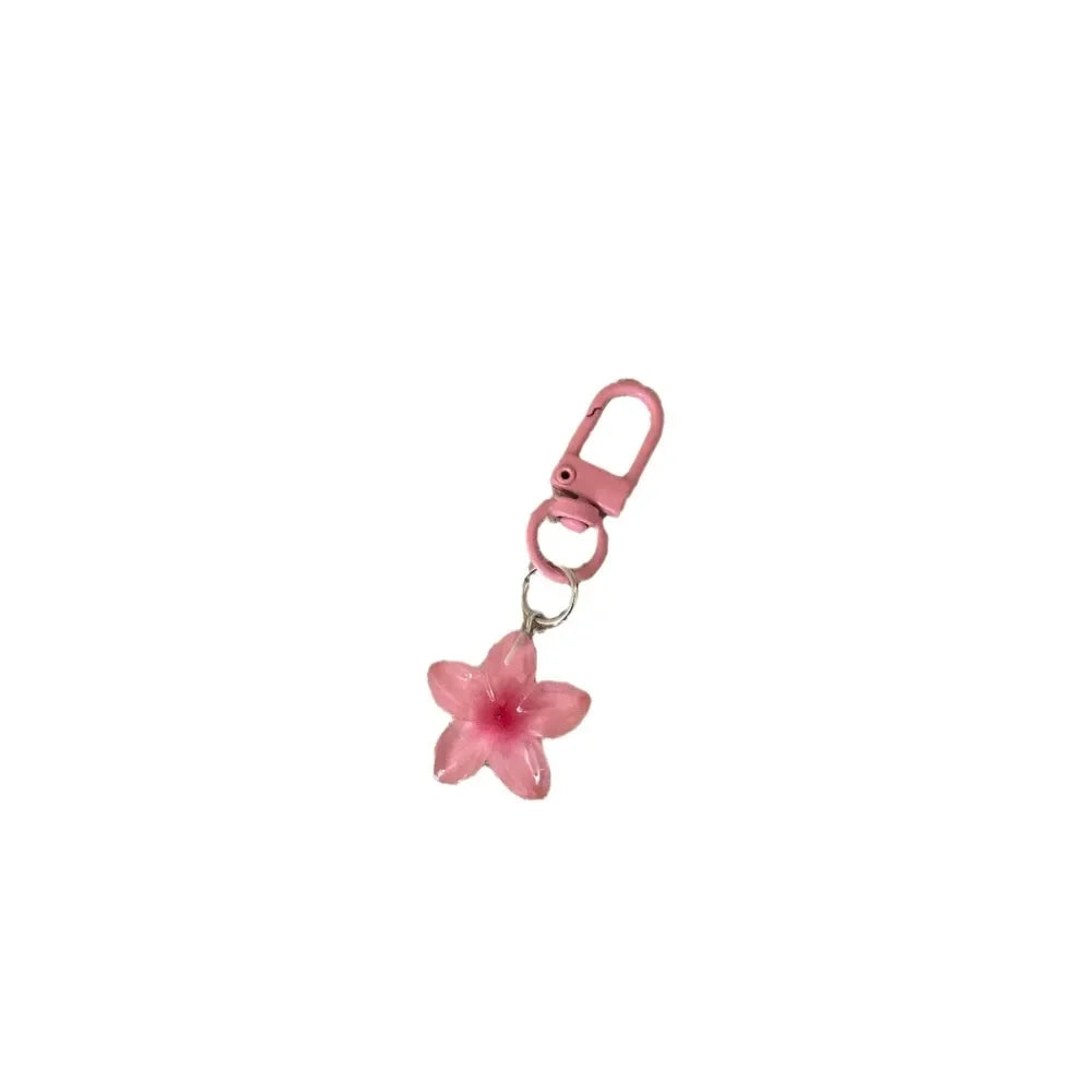 Sweet Colorful Jelly Flower Key Chain Color DIY Flower Cute Keychains Pendant Student Girls Resin Bag Pendant Keyring Jewelry