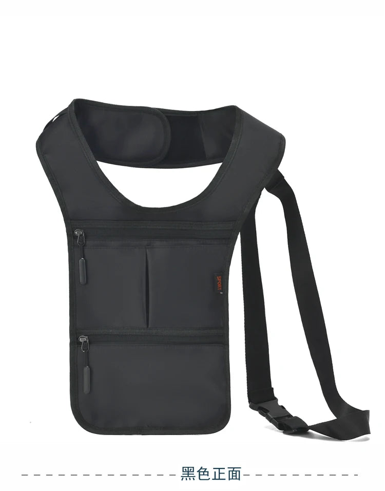 Fashion Casual Men's Tactical Waist Packs Underarm Bag Lightweight Nylon Close-fitting Hidden Vest Bag Functional Men Phone Bag