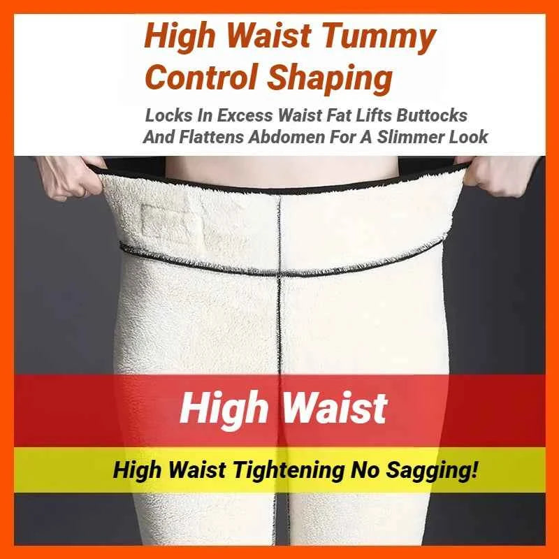 Women Thermal Leggings Winter Warm Sexy Elastic Translucent Pantyhose Female Fleece High Waist Slim Thicken Tight Pants Black