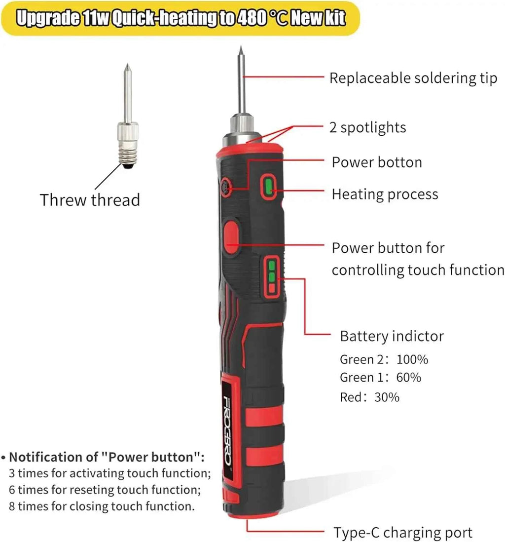 Cordless Soldering Iron 1800mAh Rechargeable Soldering Tool Professional Portable Welding Tool Electronic Soldering Kit