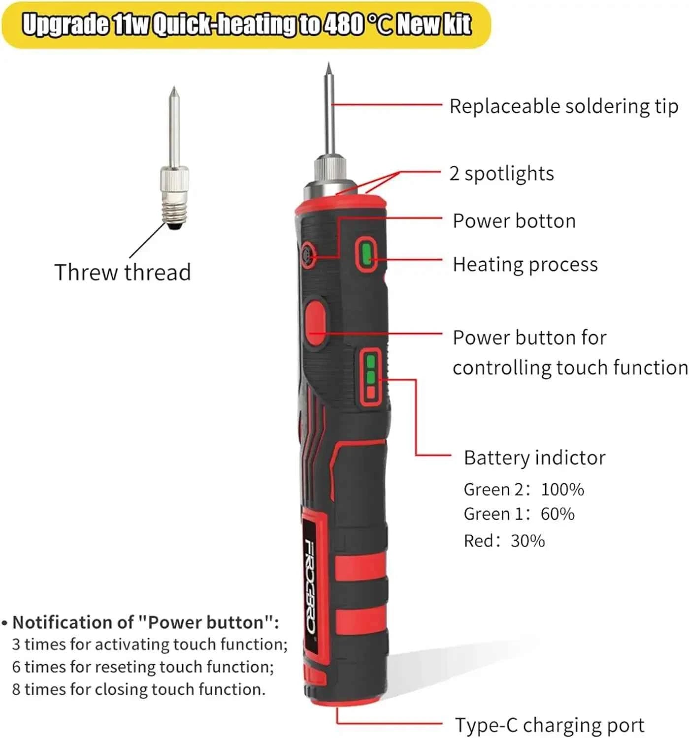 Cordless Soldering Iron 1800mAh Rechargeable Soldering Tool Professional Portable Welding Tool Electronic Soldering Kit