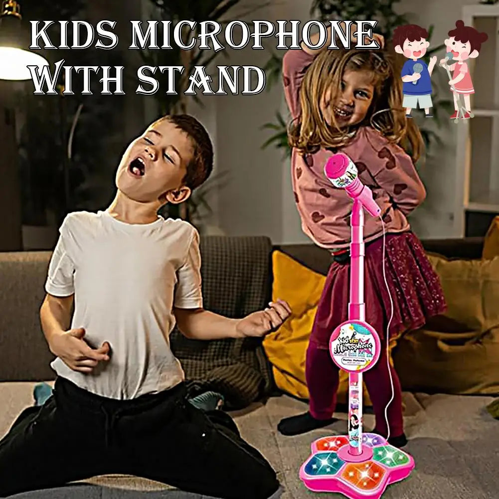 Kids Microphone with Stand Karaoke Song Music Instrument Toys Brain-Training Educational Toy Birthday Gift for Girl Boy