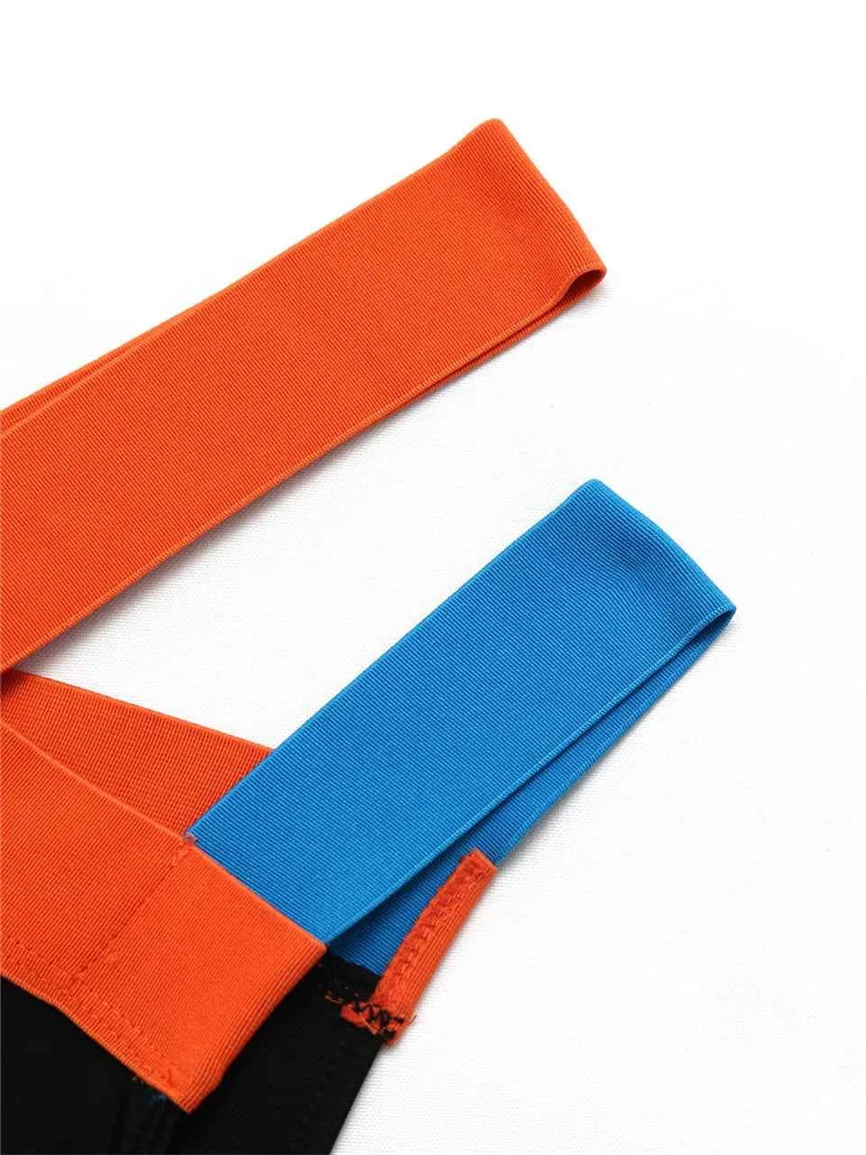 2025 High Waist Bikini Straped Swimsuit Block Color Women Solid Swimwear Female Bathers Bathing Swimming Suit Beachwear Summer