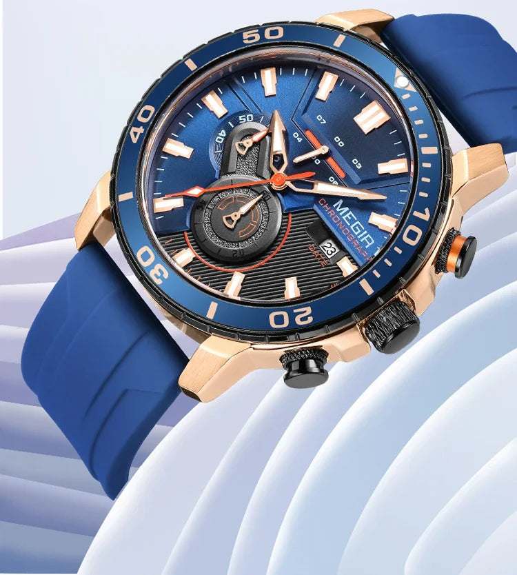 MEGIR Men Wristwatch Fashion Casual Quartz Date Watches Luxury Male Clock Chronograph Multifunctional 30M Waterproof Sport