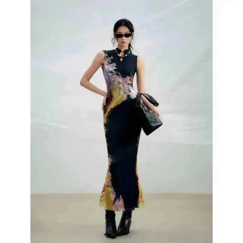 Gradient Unique Design Exquisite Beautiful Print Dress for Women Summer New Long Dress