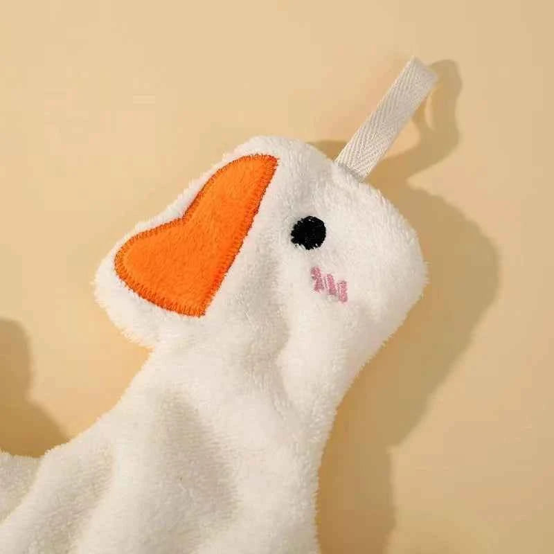Cute Cartoon Big Goose Hanging Hand Towel Super Absorbent Quick Dry Wipe Cloth Soft Hanging Towel For Kitchen Bathroom Washroom